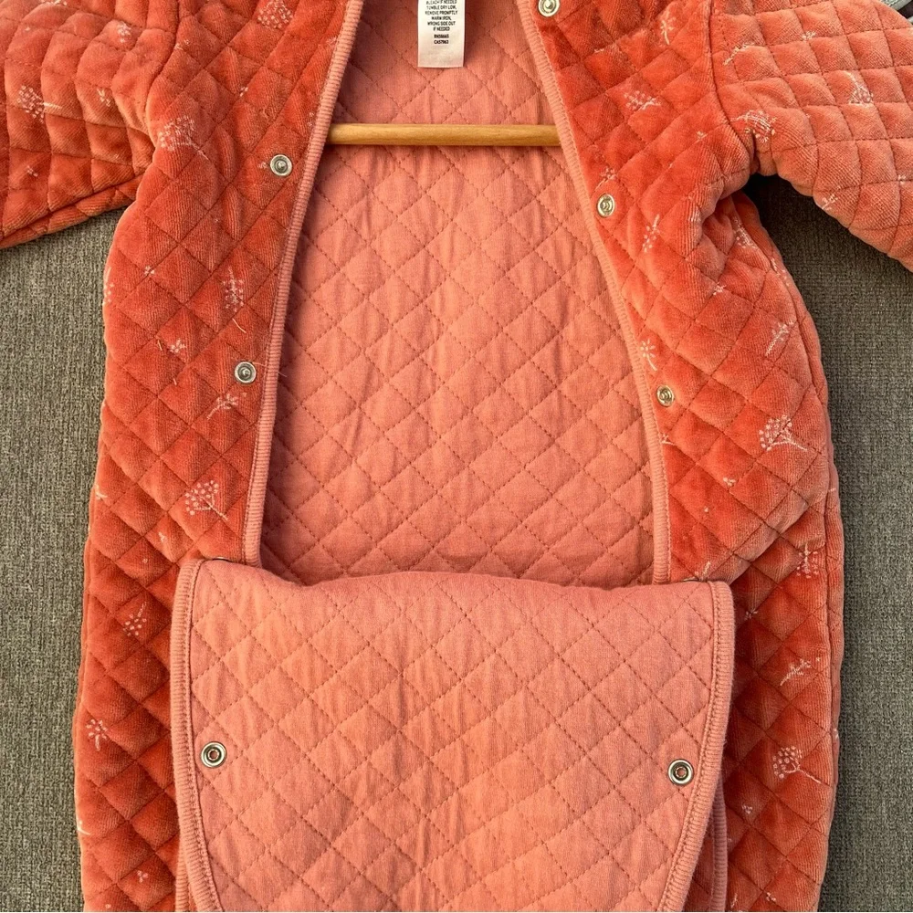 Nordstrom Baby Girl Quilted Bunting Size 6 Months Velvet Snap Front Winter